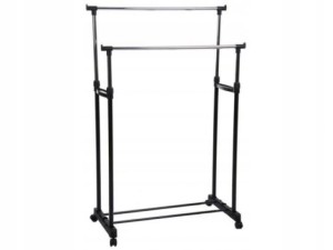 Stojak podwójny wieszak ubrania NA kółkach stojący
