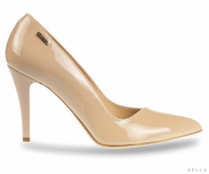 Czółenka Bravo Moda,  beżowe - lakier