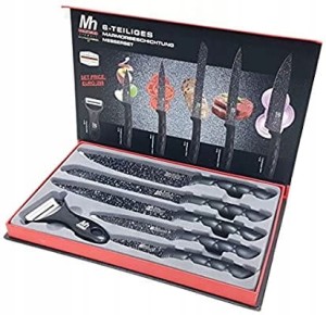 SOLIDNY ZESTAW NOŻY 6 EL NOŻE KUCHENNE MARMURKOWE