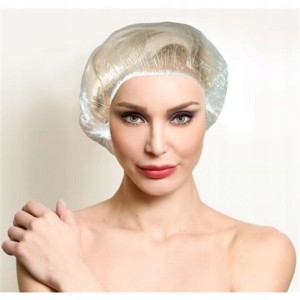 Czepek foliowy kąpielowy z gumką WŁOSY jednorazowy